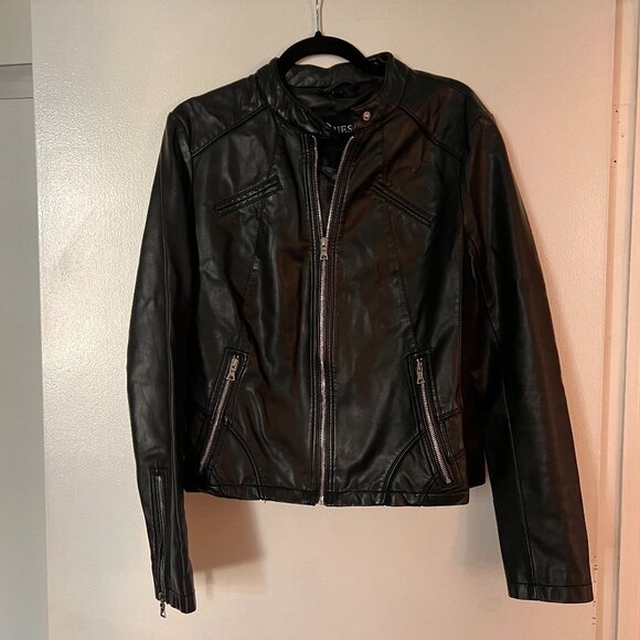 Guess Faux Leather Jacket - Black - Women's - L - Picture 1 of 7